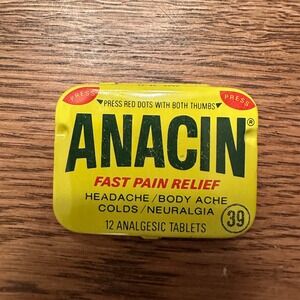 Vintage Empty Anacin Fast Pain Relief  12 Tablets Tin